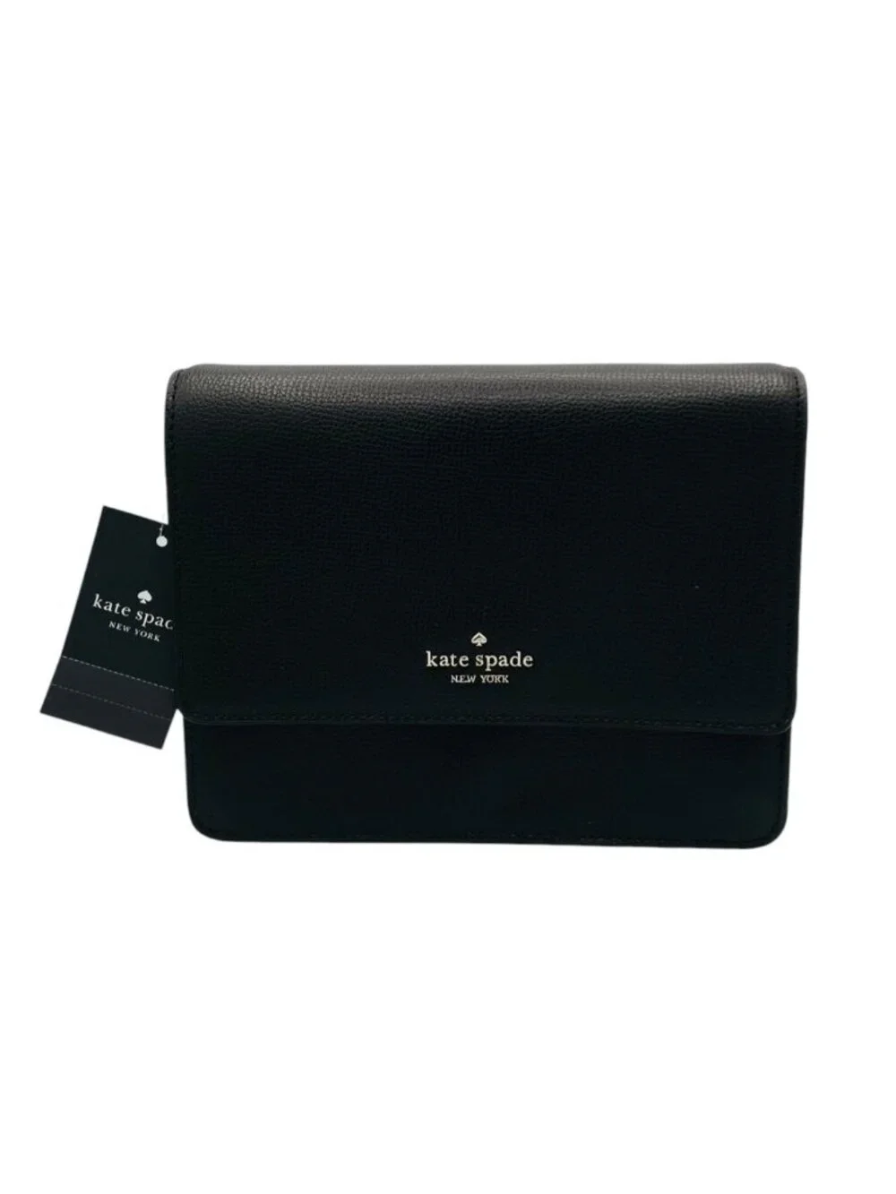Kate Spade Kristi KB430 Black Refined Grain Leather Flap Crossbody NWT $369